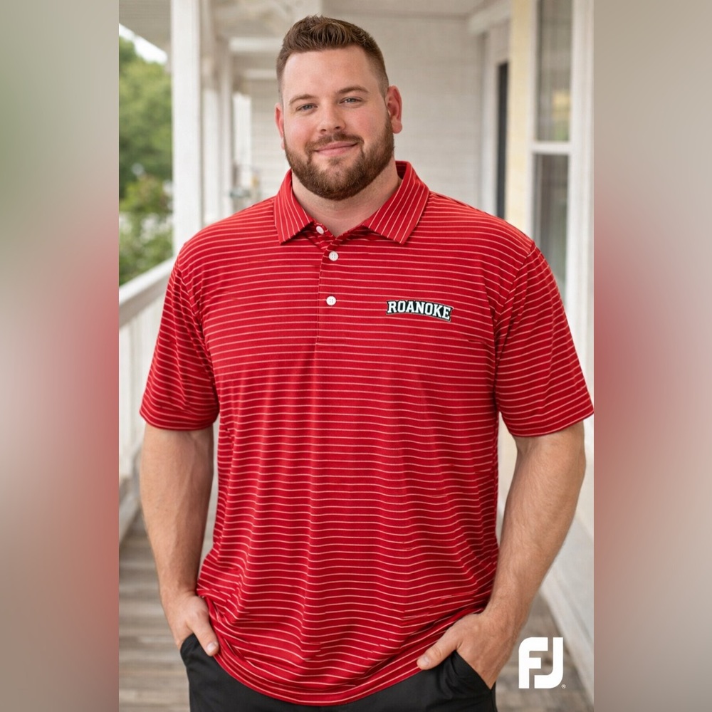 FootJoy Red and White Striped Polo Shirt -XXL
